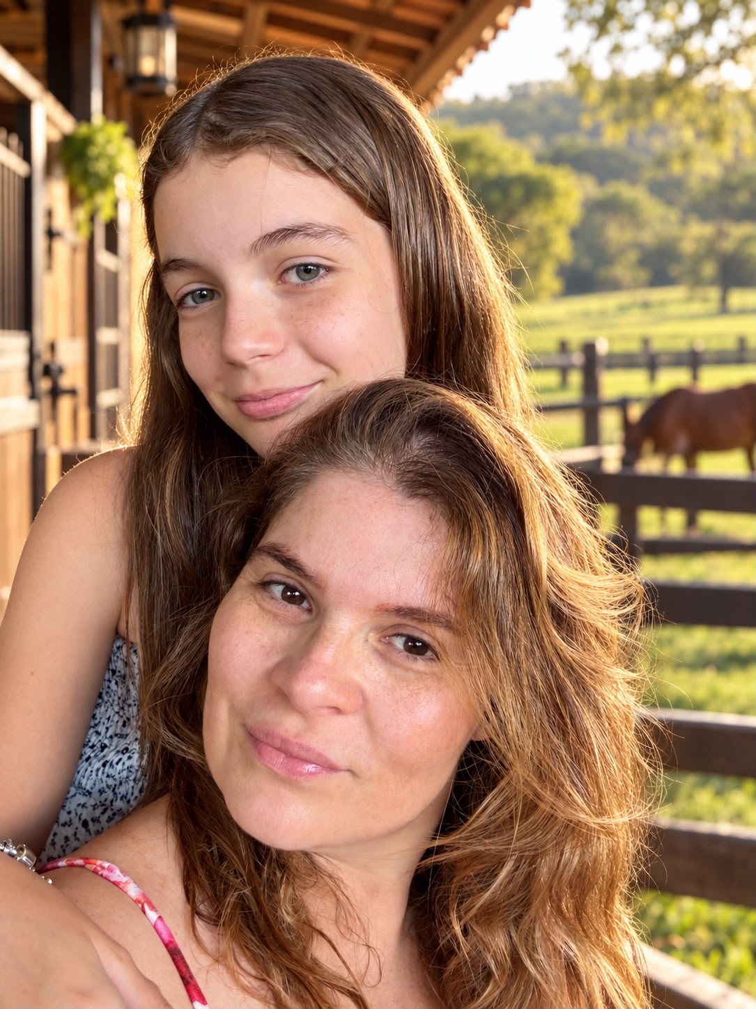 Mãe e filha, fundadoras da Maria Petiti Beauty, no haras