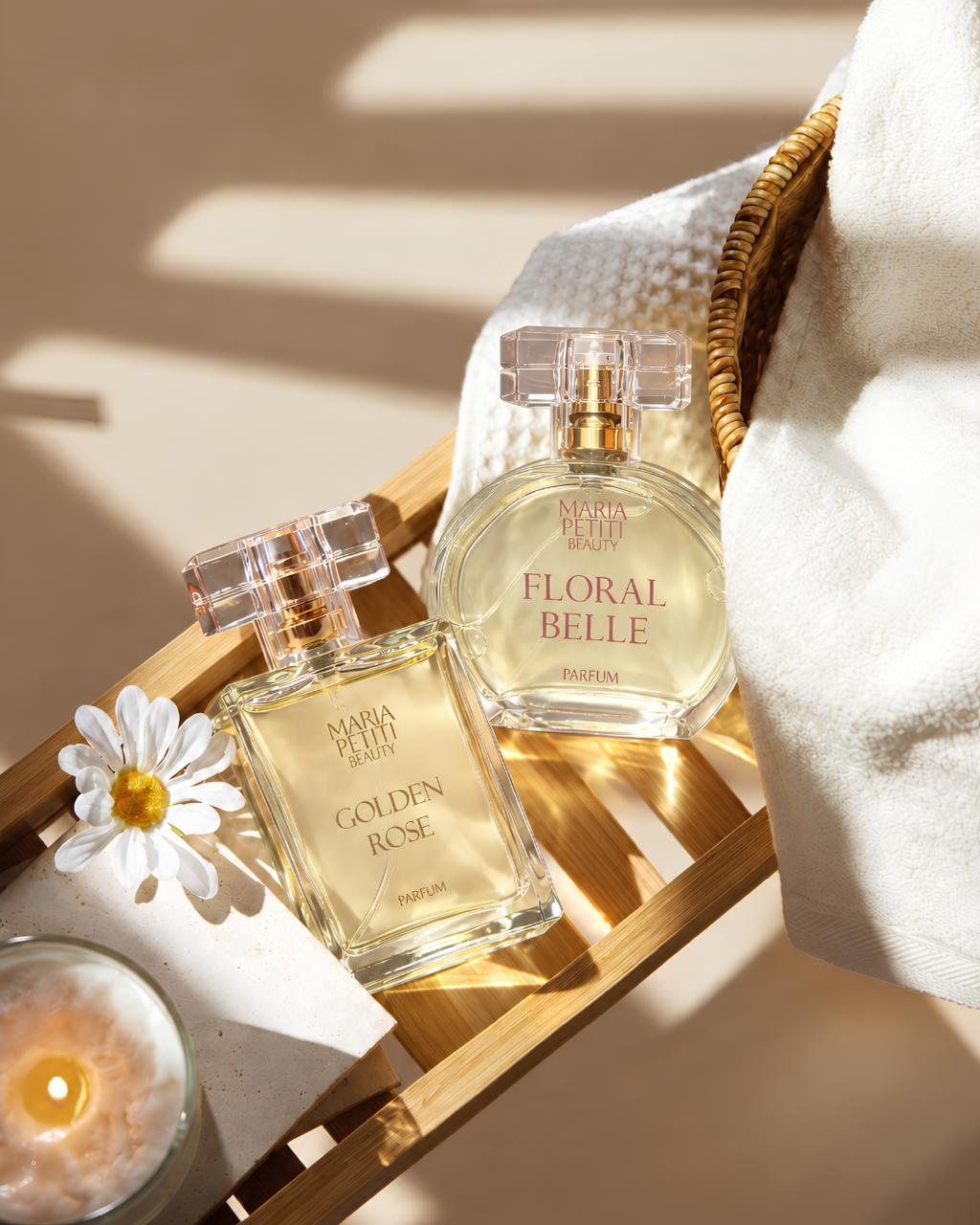 Perfumes Golden Rose e Floral Belle da Maria Petiti Beauty