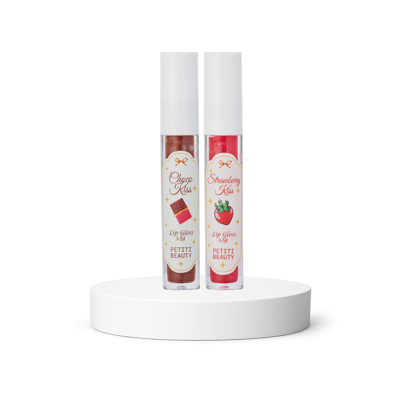 Kit 2 Lip Gloss Hidratante Morango + Chocolate