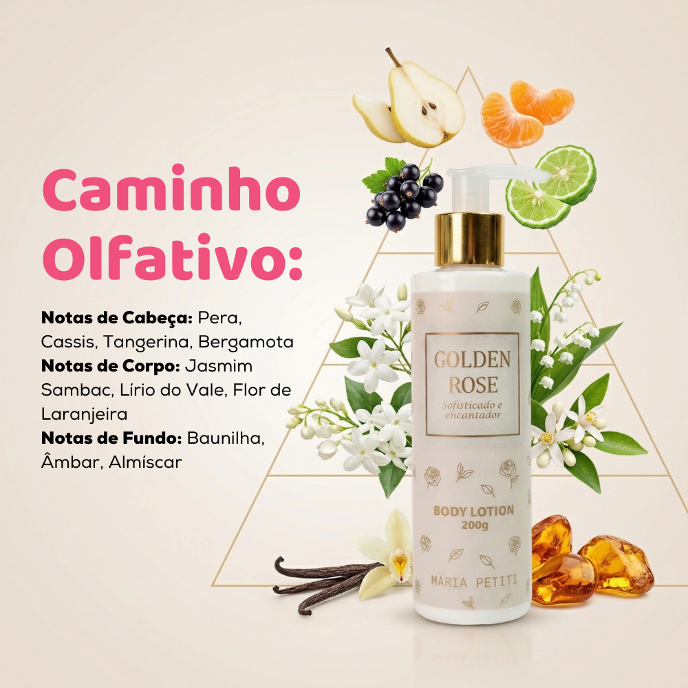 Body Splash Golden Rose 200ml Maria Petiti Beauty Floral Sofisticado