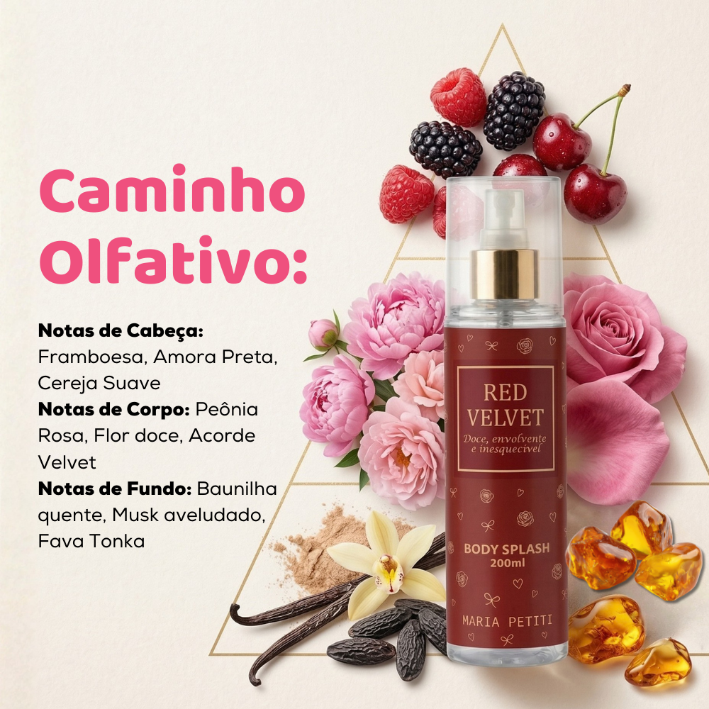 Kit 2 Body Splash Love in Bloom + Red Velvt Maria Petiti Beauty Floral Aveludado