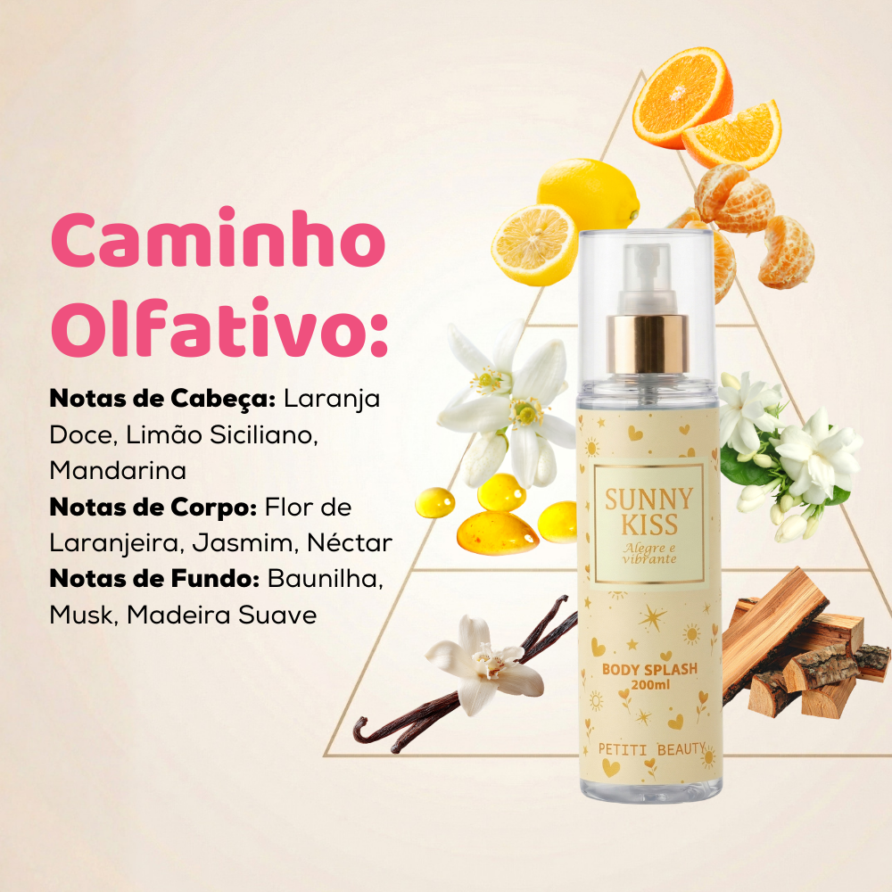 Kit Trio Body Splash Sunny Kiss + Jade's Dream + Golden Rose | 200 ml cada | Maria Petiti Beauty
