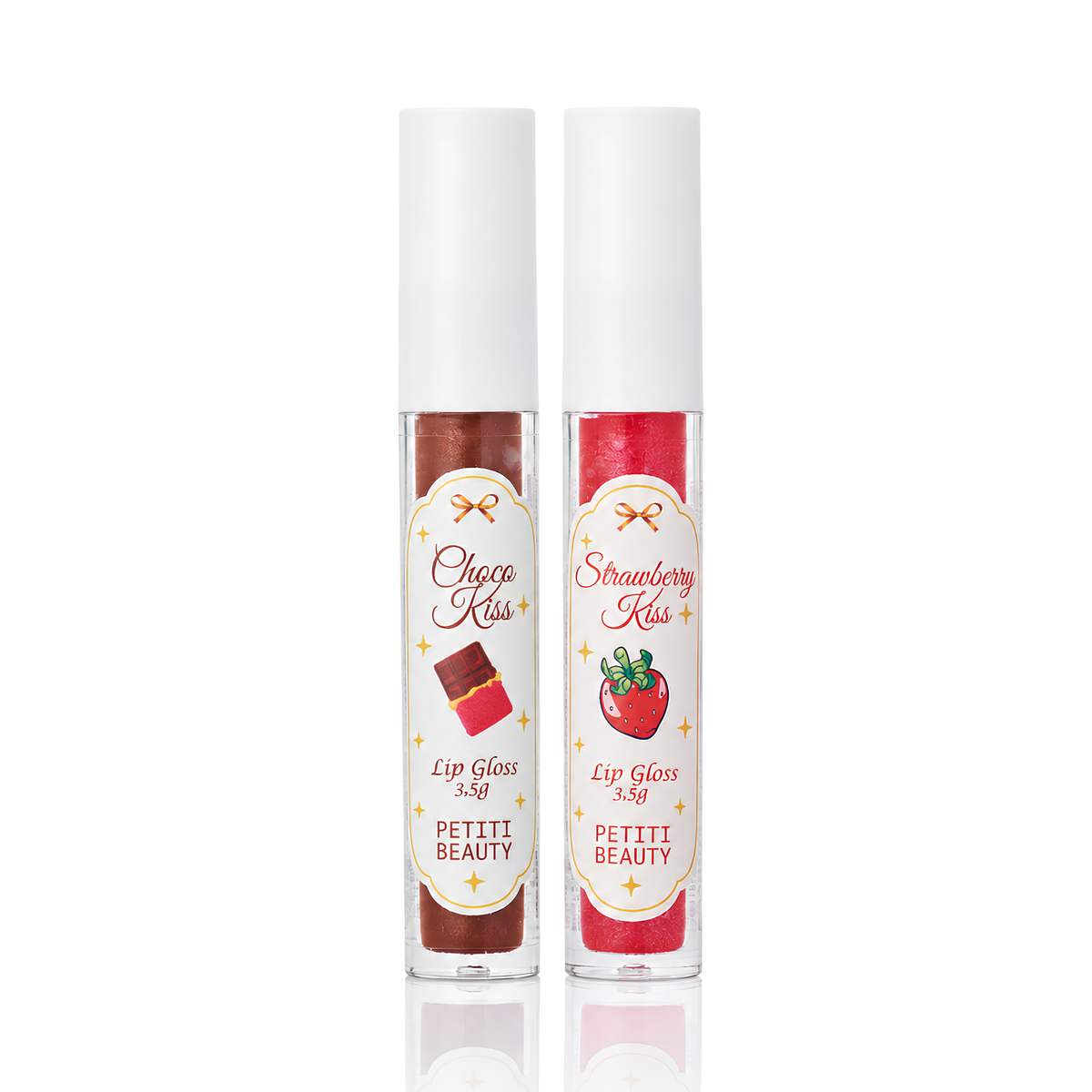 Kit Duo Lip Gloss Strawberry Kiss e Choco Kiss - Brilho e Hidratação 3,5 g cada