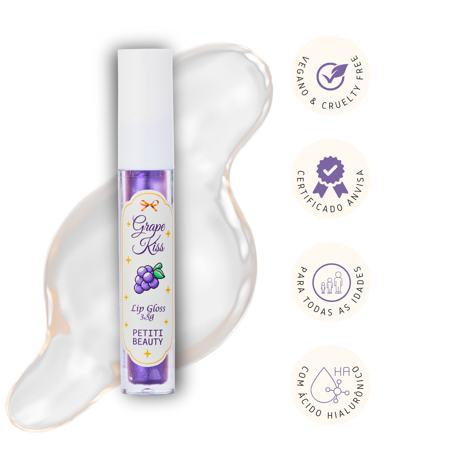 Lip Gloss Hidratante – Uva • Brilho Espelhado