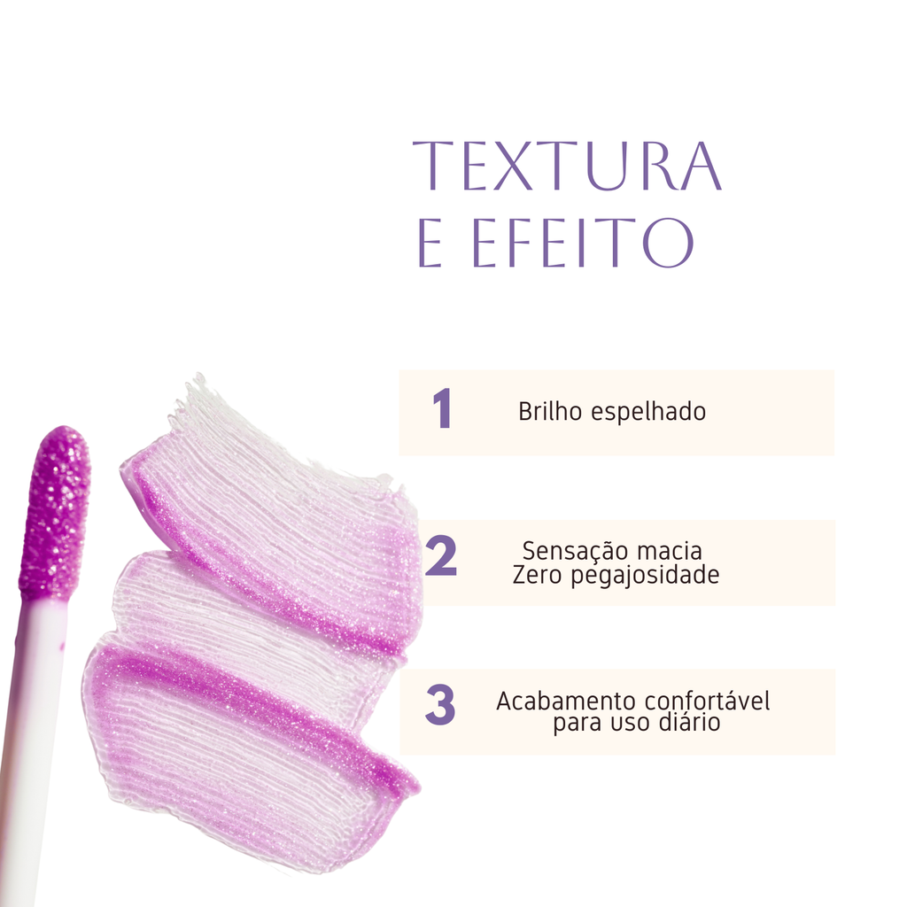 Lip Gloss Hidratante – Uva • Brilho Espelhado