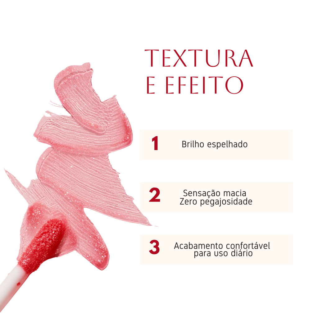 Lip Gloss Hidratante – Morango • Brilho Espelhado