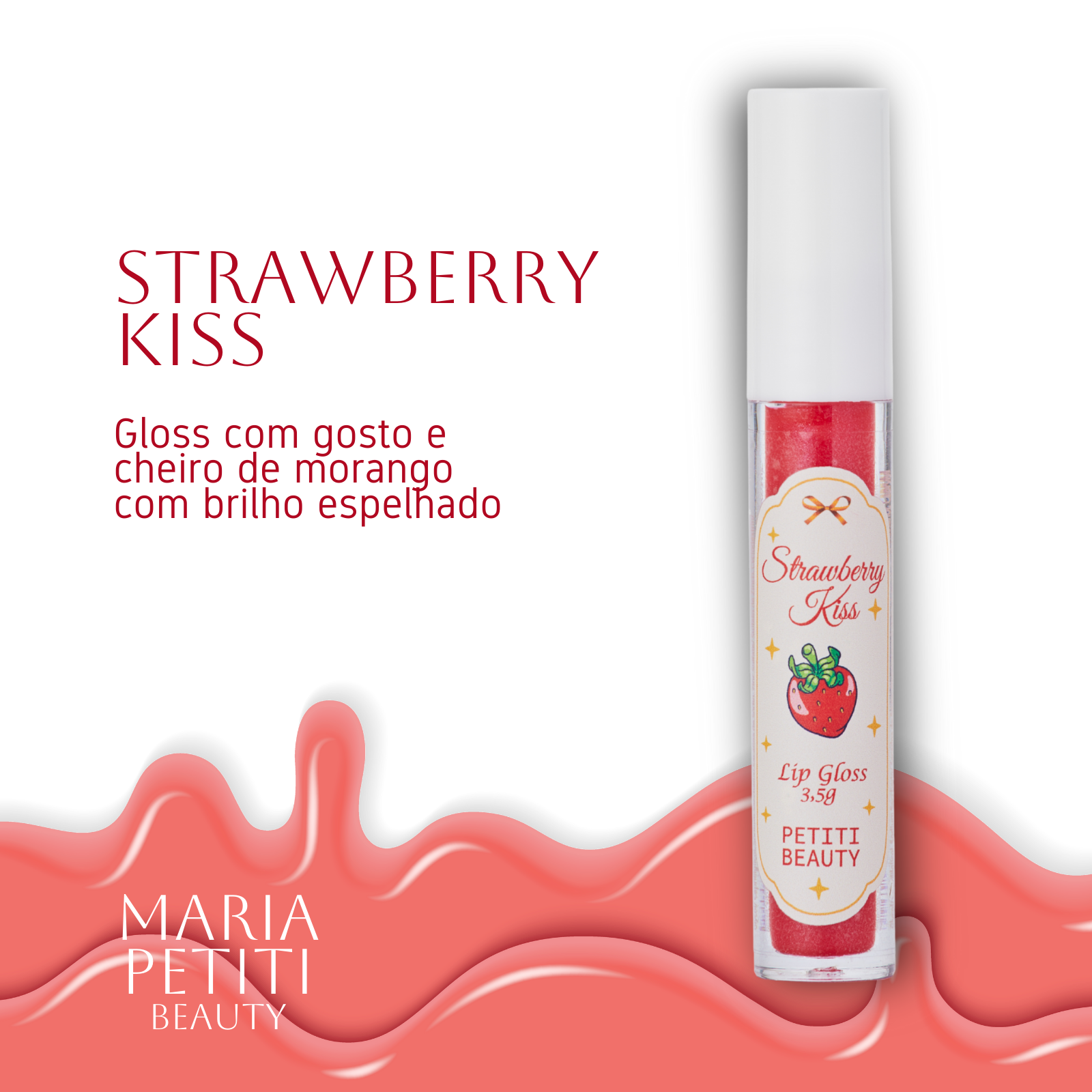 Lip Gloss Hidratante – Morango • Brilho Espelhado