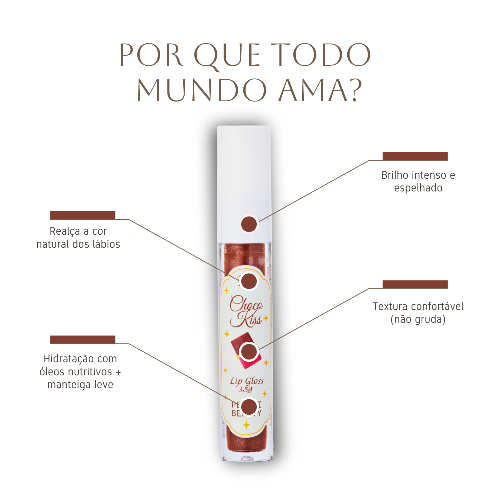 Lip Gloss Hidratante – Chocolate • Brilho Espelhado