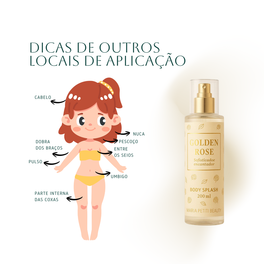 Body Splash Feminino Golden Rose 200ml – Floral Sofisticado & Encantador | Alta Fixação