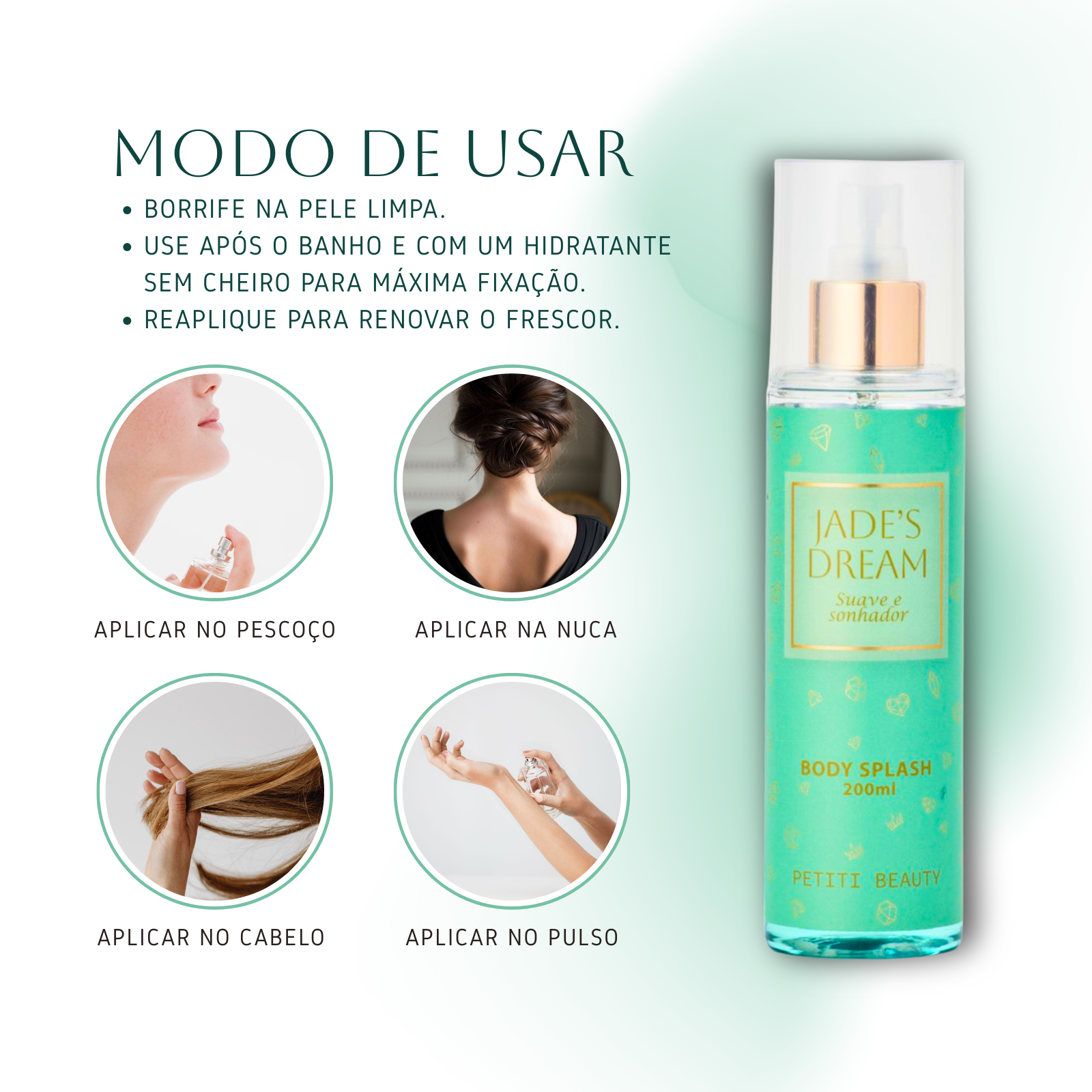Body Splash Floral Sofisticado Cheiro Importado-Jade`s Dream 200ML