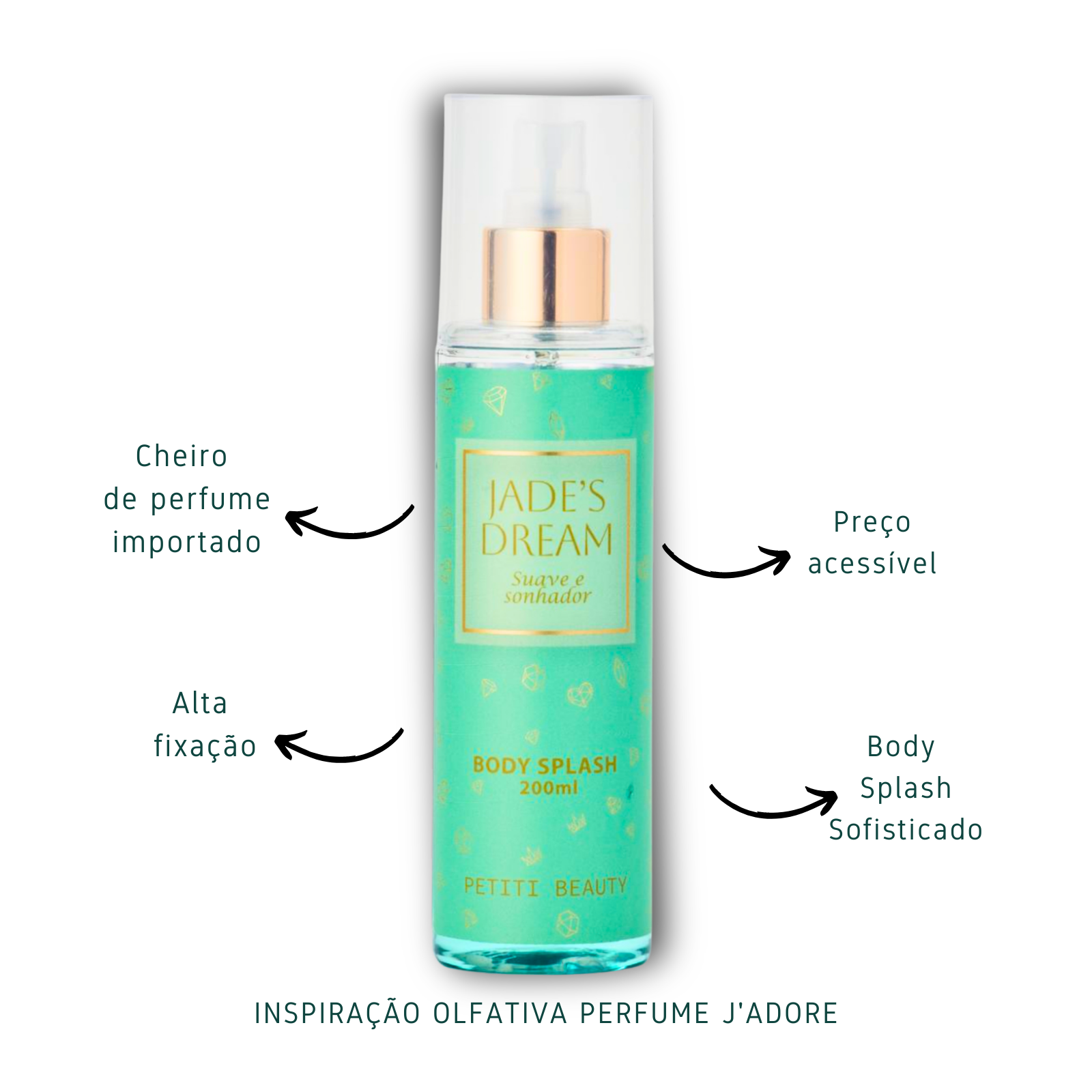 Body Splash Floral Sofisticado Cheiro Importado-Jade`s Dream 200ML