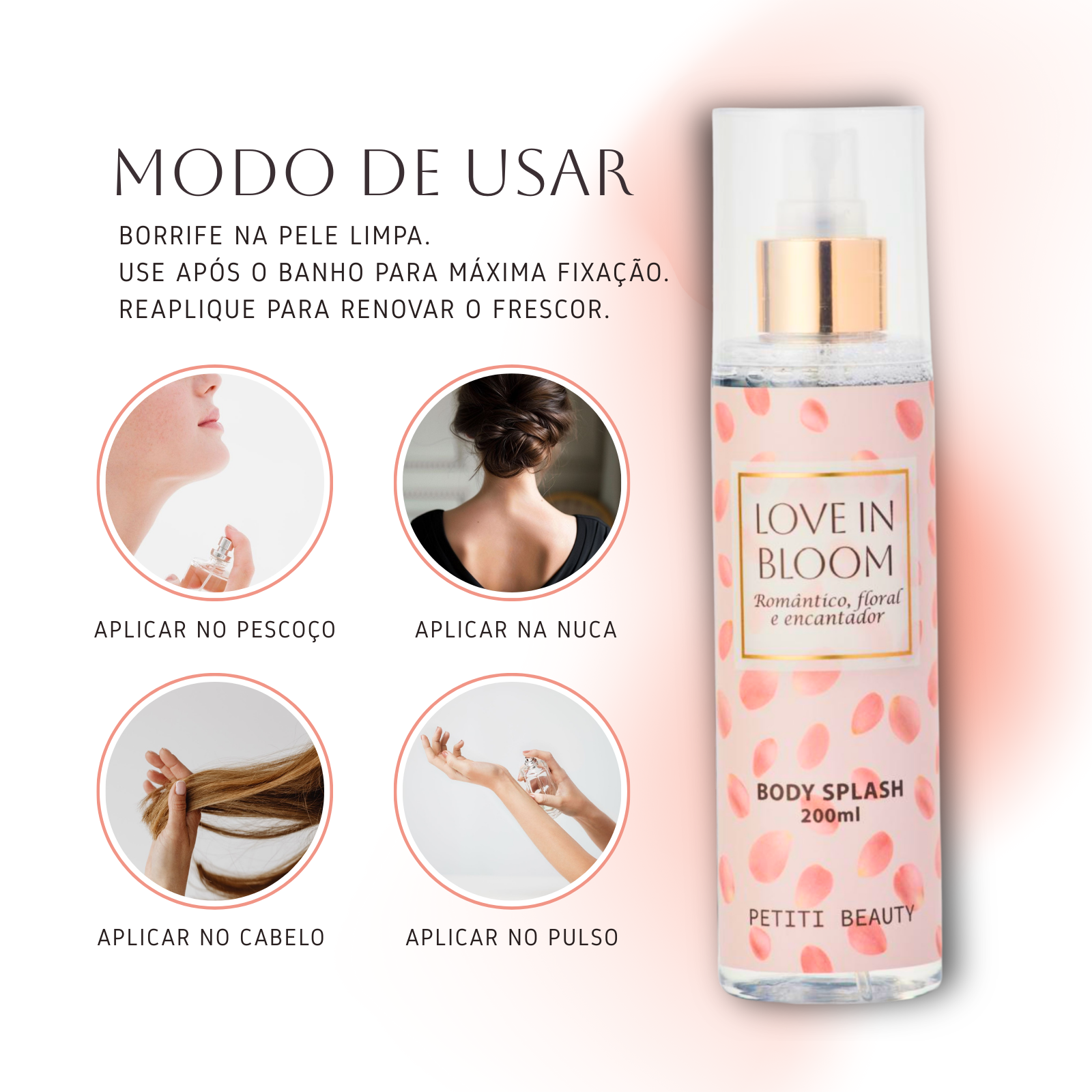 Body Splash Floral Suave Cheiro Romântico - Love In Bloom 200ml