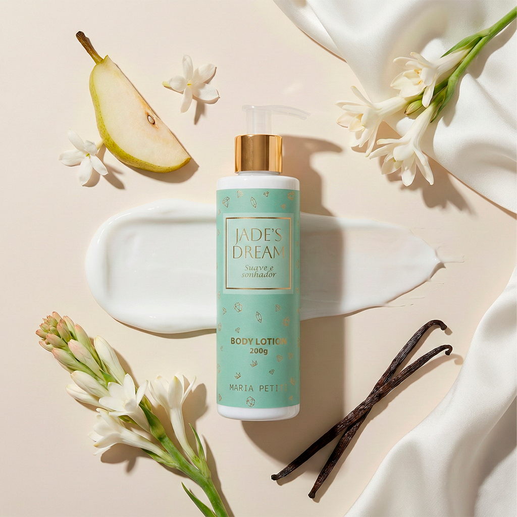 Kit Body Splash 200ml e Body Lotion 200g Jade's Dream Maria Petiti Beauty Floral Branco Elegante