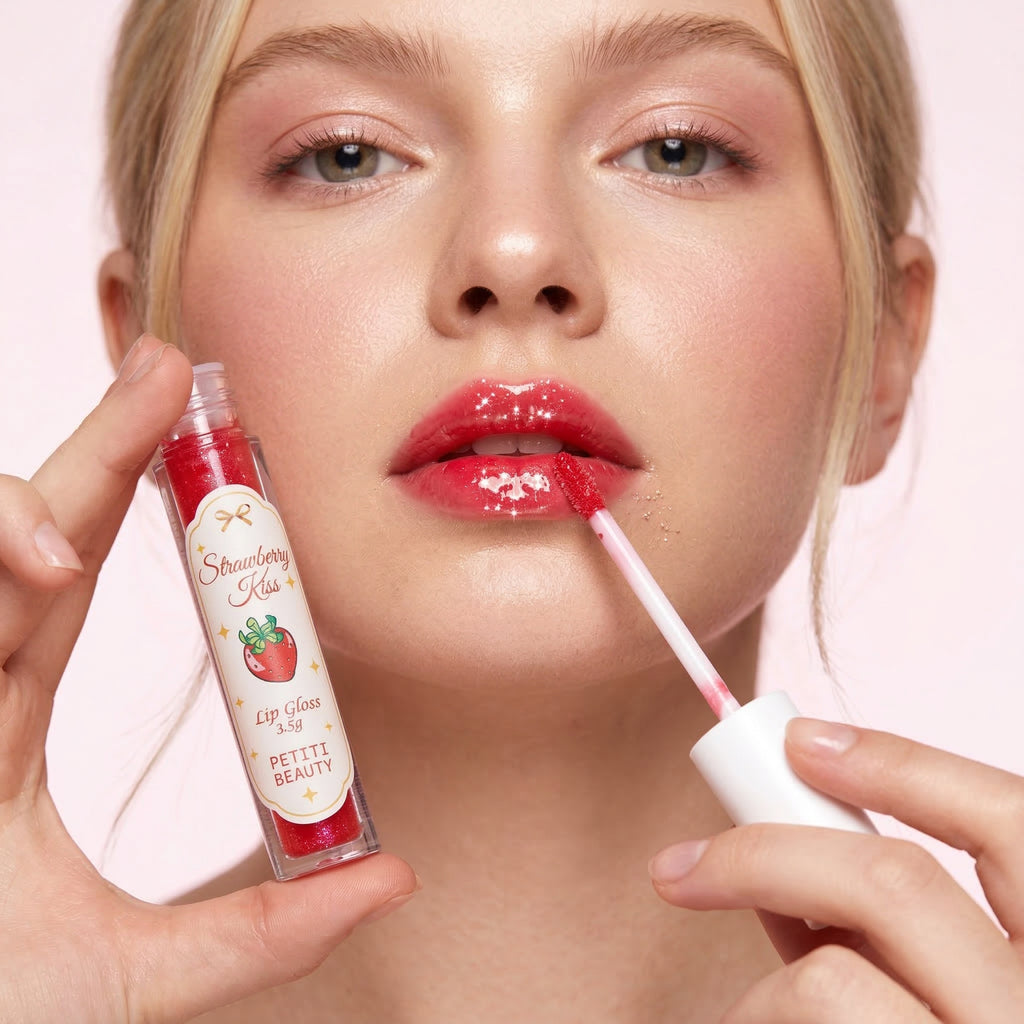 Lip Gloss Strawberry Kiss - Brilho e Hidratação 3,5 g