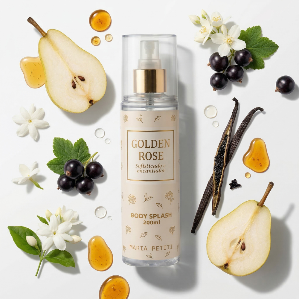 Body Splash Golden Rose 200ml Maria Petiti Beauty Floral Sofisticado