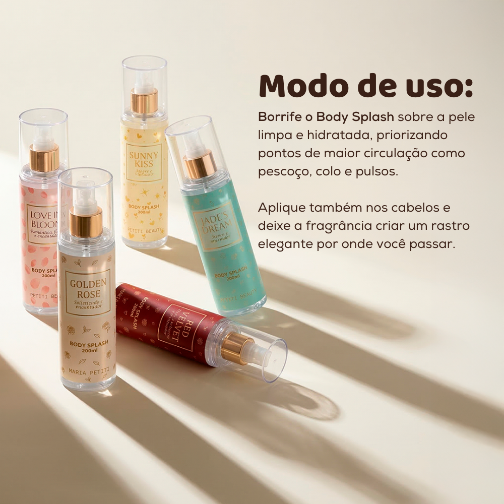Kit 2 Body Splash Sunny Kiss + Love in Bloom 200ml Maria Petiti Beauty Floral Romântico